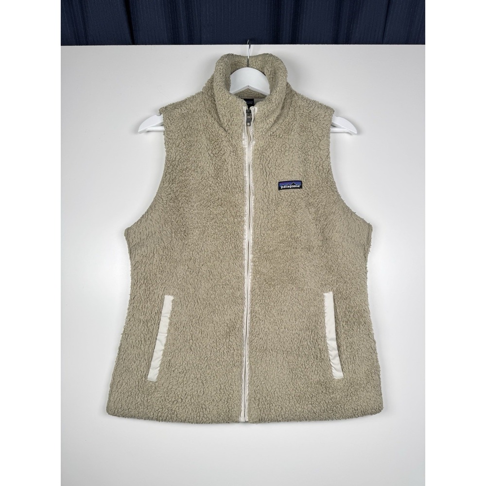 + Patagonia Fleece Vest Womens L Beige Los Gatos Sweater Deep Pile Hiking Zip